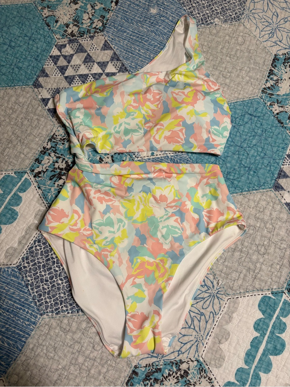 Victoria's Secret Pastel Floral One-Shoulder One Piece Swimsuit